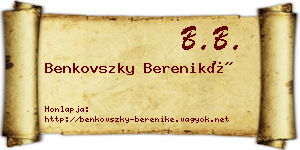 Benkovszky Bereniké névjegykártya